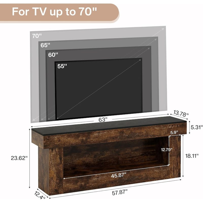 63" TV Stand, Farmhouse Media Console with Open Storage Space, Entertainment Center for 60/65/70 Inches TVs