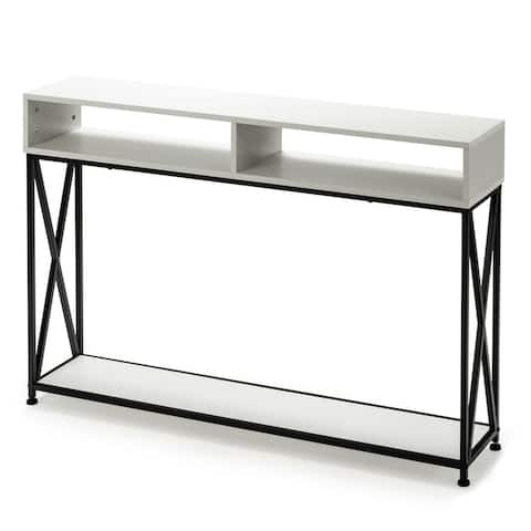 Gymax Console Table with Open Shelf and Storage Compartments Steel - 47'' x 9'' x 31''
