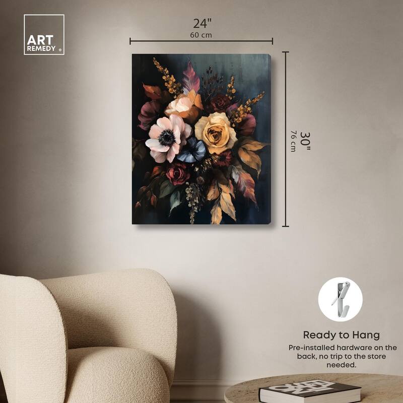 Velvet Night Bloom II Canvas by Art Remedy, Gallery Wrapped