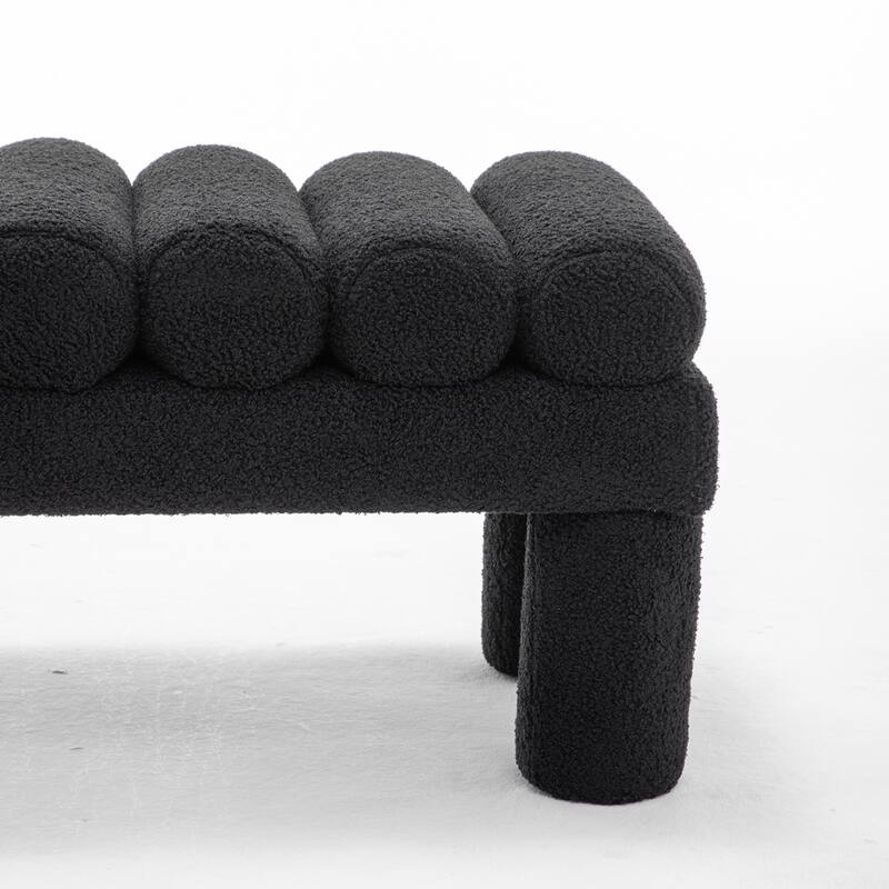 SEYNAR Modern Teddy Velvet Upholstered Rentangle Ottoman