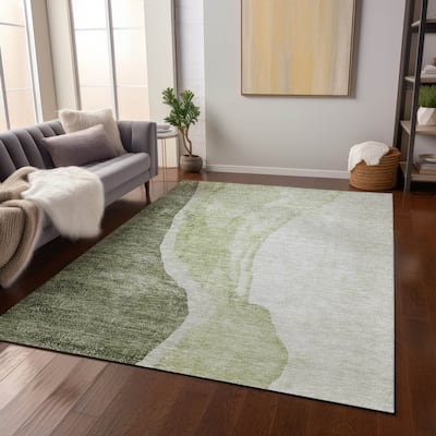 Machine Washable Indoor/ Outdoor Chantille Modern Abstract Rug
