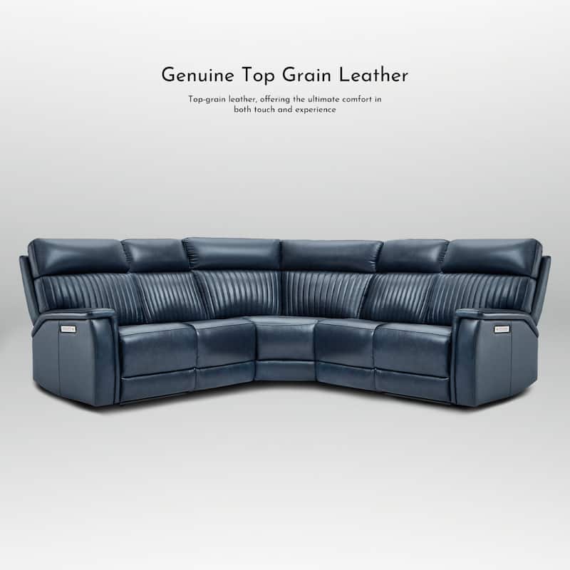 5PCS, 2 power Recliners, Leather Reclining Sectional with Power headrest & lumbar