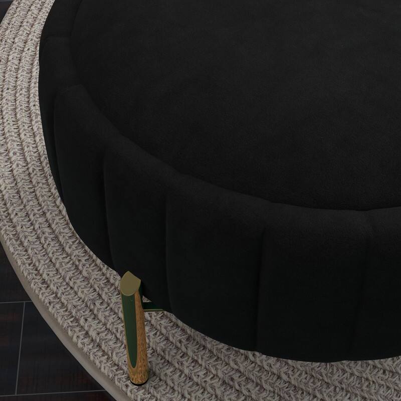 SEYNAR Contemporary Tufted Velvet Swivel Club Chair with Ottoman Set