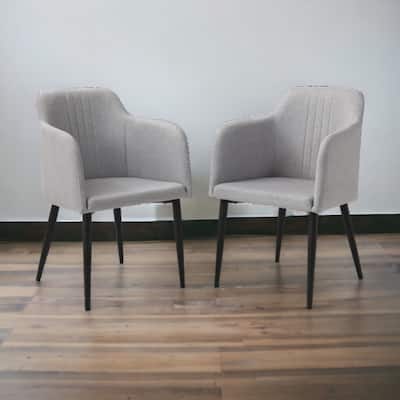 Set of Two 23" Light Gray And Black Upholstered Arm Chairs - 23' X '36.5' X '21