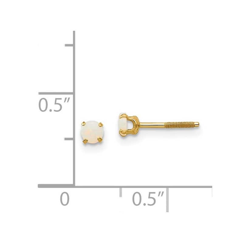 Curata 14k Yellow Gold 3mm Created Opal Earrings (4x4mm)