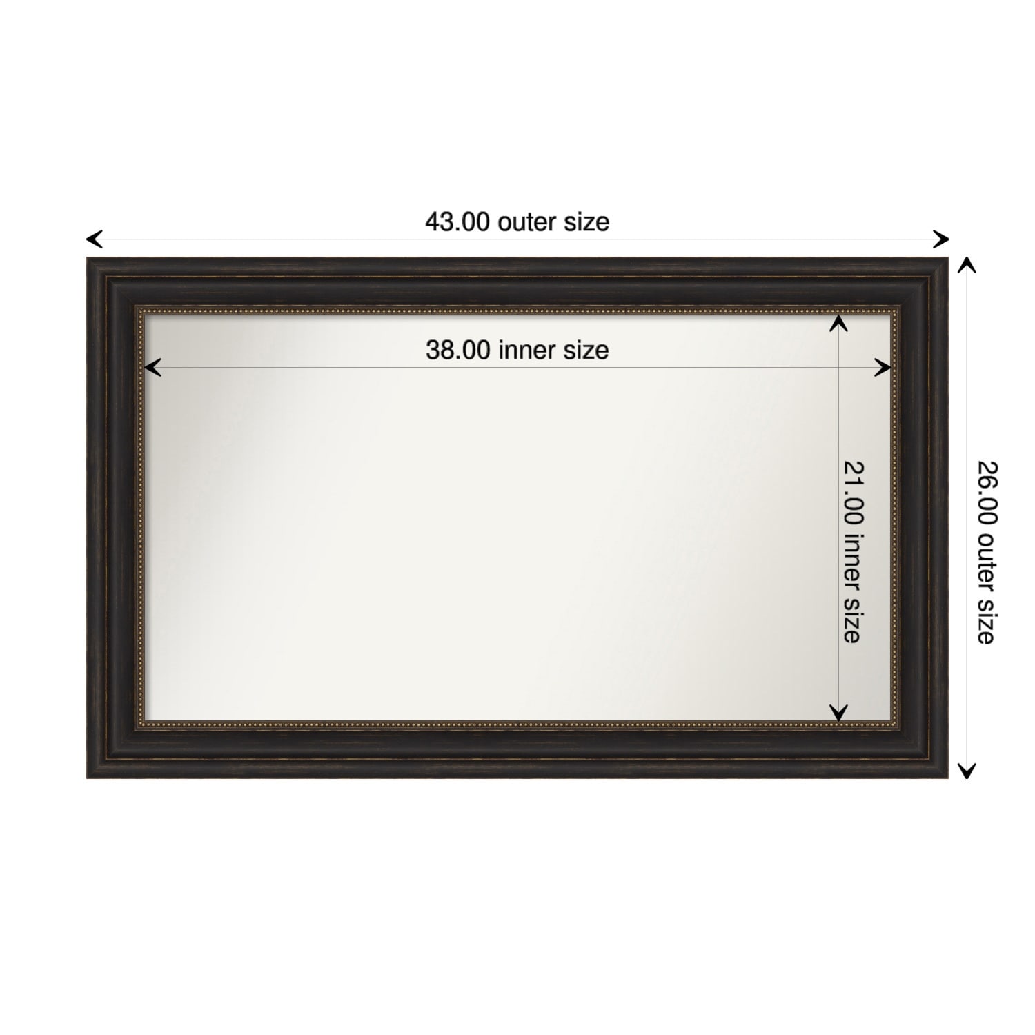 Accent Bronze Framed Non-Beveled Custom Wall Mirror, Bathroom Vanity Mirror