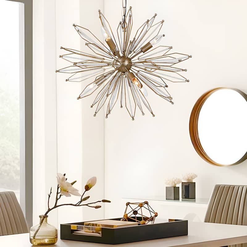 6 Light Orbital Satellite Carbon Sputnik Chandelier - Gold