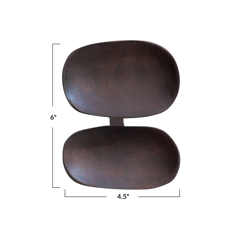 Wood Serving Dish with 2 Sections - 6.0"L x 4.5"W x 0.5"H - 6.0"L x 4.5"W x 0.5"H