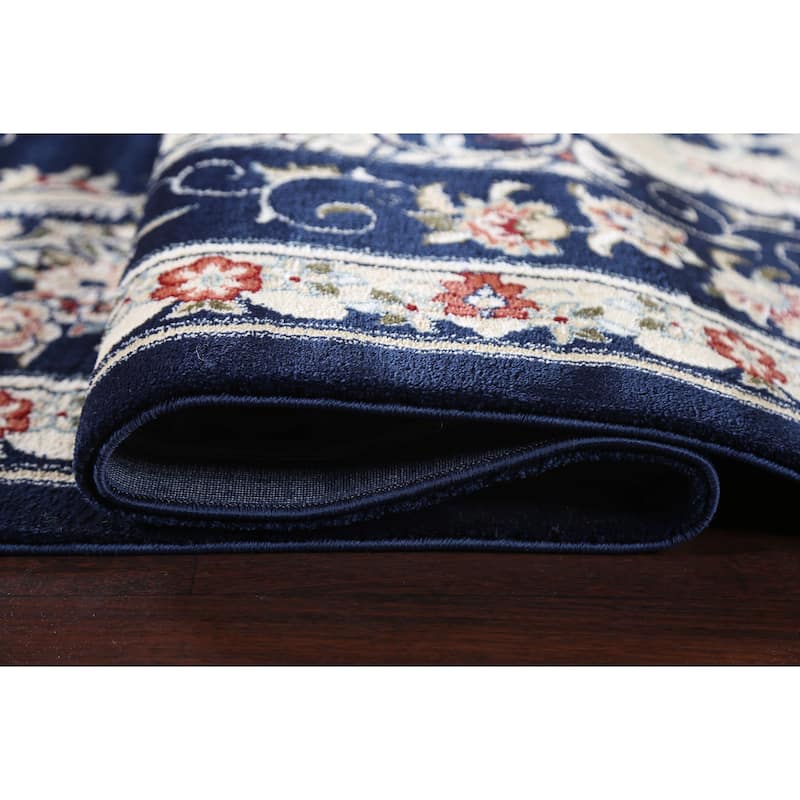 Blue Floral Medallion Transitional Turkish Rug Oriental Carpet