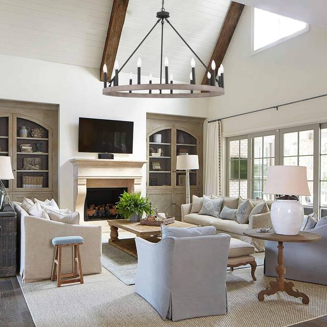 Acroma 15 Light 40 In Modern Farmhouse Wagon Wheel Chandelier-UL