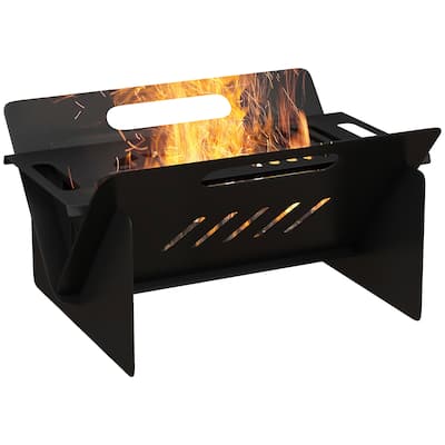 Outsunny 3-In-1 Portable Fire Pit, Stove, Coffee Table, Wood Burning Firepit with Carrying Bag and Quick Assembly