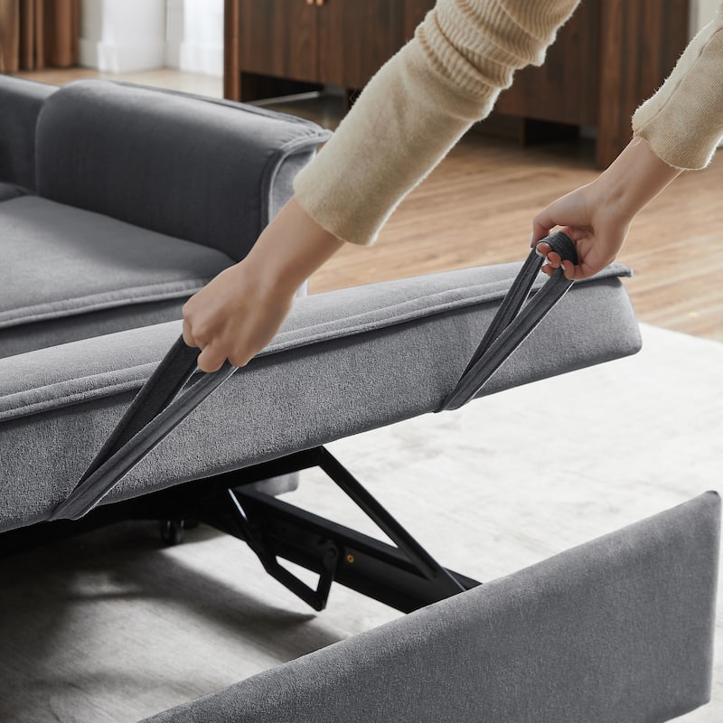 3-in-1 Convertible Sleeper Sofa with Pull-Out Bed, Loveseat Sofa Bed with 3-Level Adjustable Backrest