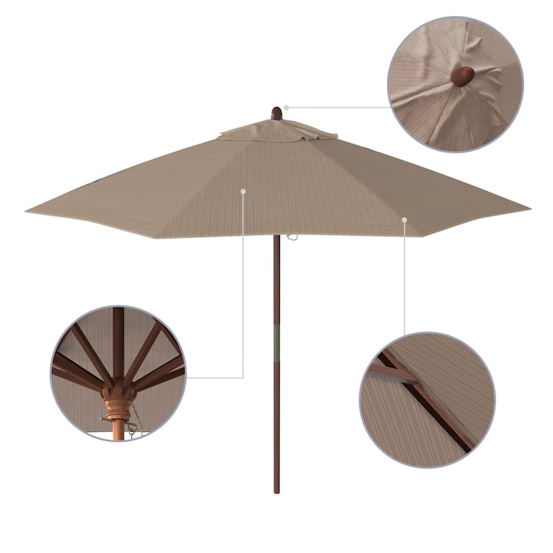 California Umbrella 9-ft. Round Marenti Wood-framed Olefin Patio Umbrella (No Base)