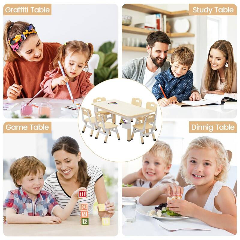 Kids Table and 6 Chairs Set