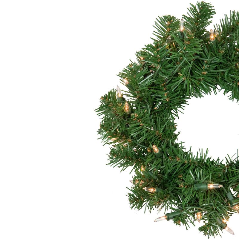 12" Deluxe Dorchester Pine Artificial Christmas Wreath-35 Clear Lights