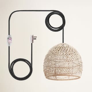 Santana Rattan Pendant Light - Natural Dome 1-Light Handwoven Light Fixture For Modern, Contemporary, Farmhouse Room Decor