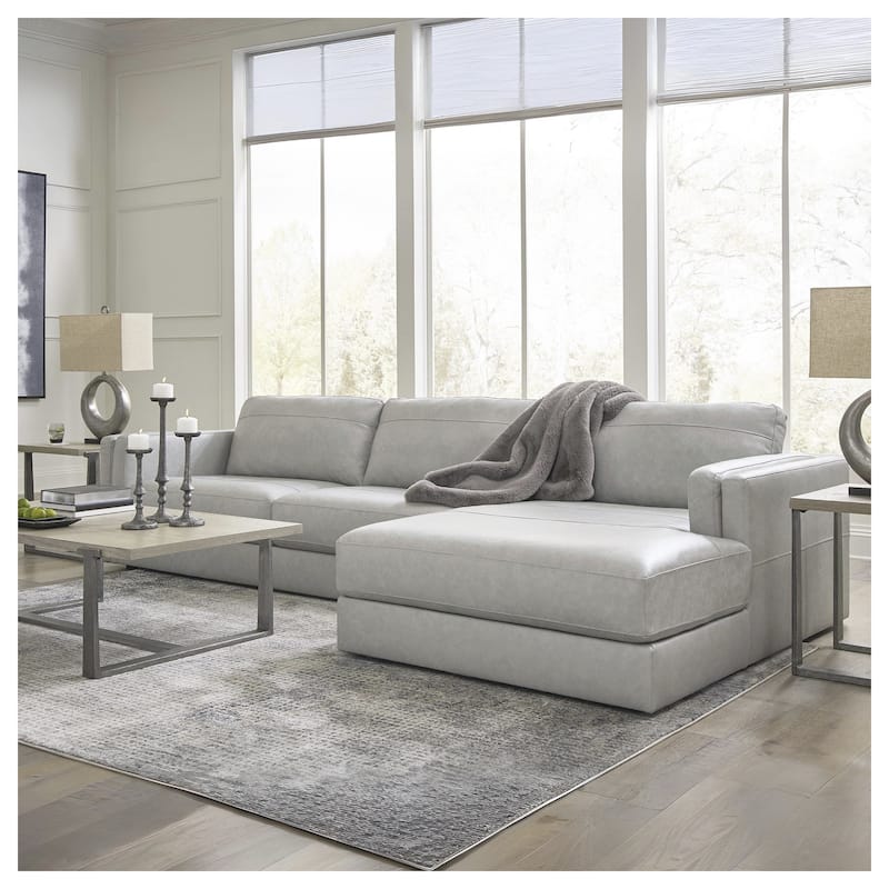 Signature Design by Ashley Amiata Gray 2-Piece Sectional with Chaise - 137"W x 68"D x 33"H - Right Facing