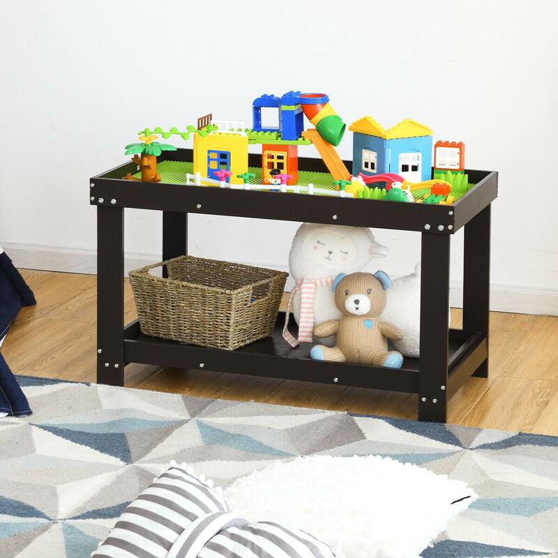 Gymax Patented Wood Kids Activity Play Table Block Table Multifunction - 32.5'' x 17'' x 19.5''