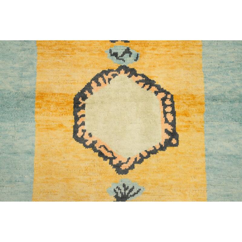 Hand Knotted Oriental 100% Wool Carpet Modern Geometric Oranges & Rust Gabbeh Area Rug - 11' 8'' X 9' 0''