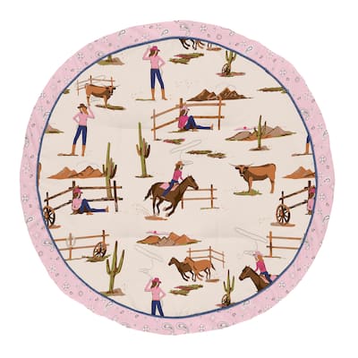 Sweet Jojo Designs Western Cowgirl Girl Baby Tummy Time Playmat Wild West Bandana Vintage Country Animal Southwest Brown Pink