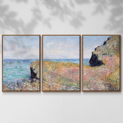 Edge of the Cliff, Pourville, 1882 - Multi Piece Framed Canvas