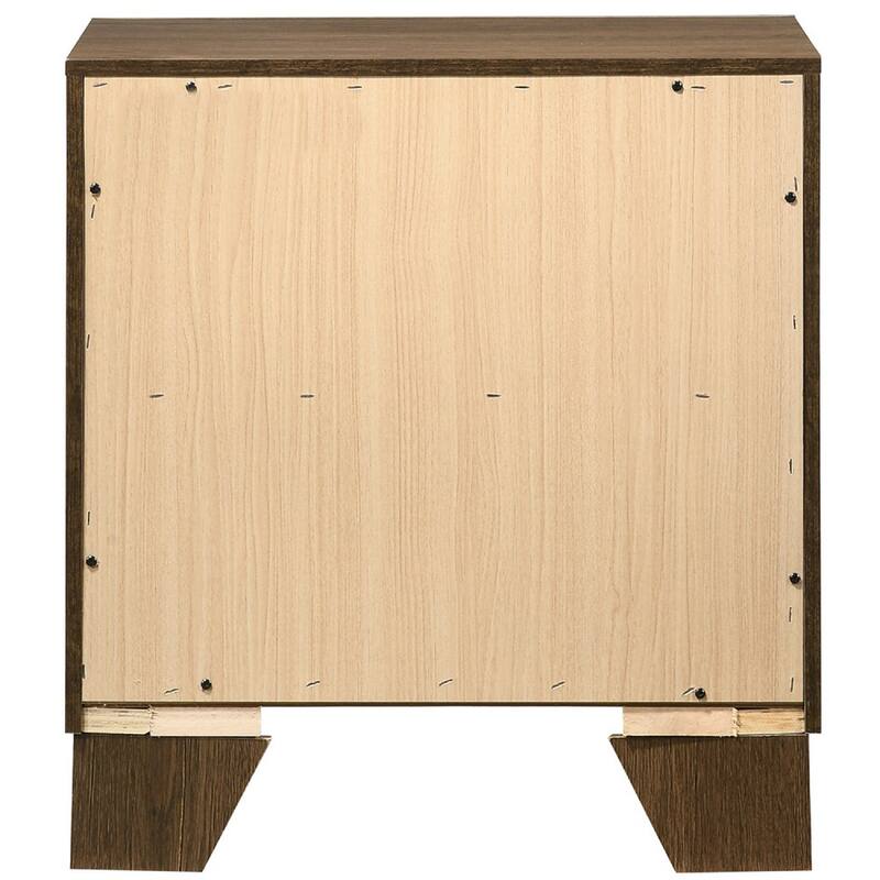 Transitional Style Wooden Nightstand with 2 Drawers and Metal Handles,Brown