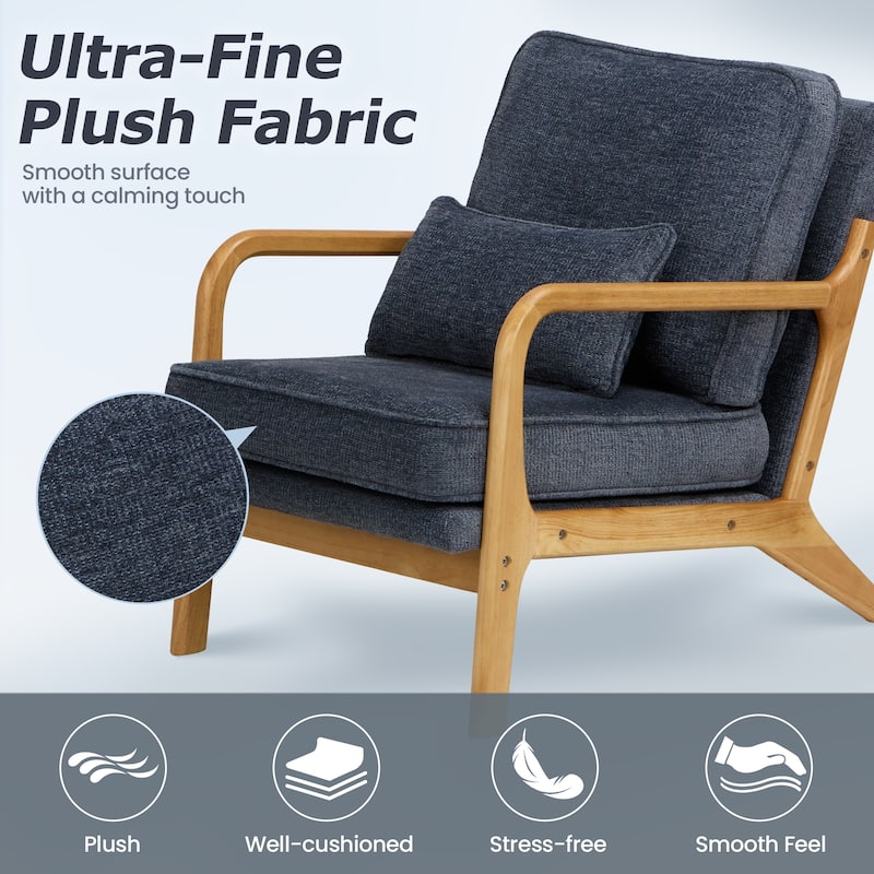 RENEWLINE Mid Century Modern Accent Chair with Lumbar Pillow