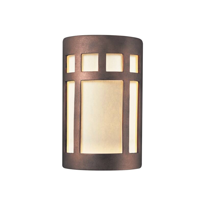 Justice Design Ambiance Small ADA Prairie Window Outdoor Closed Top Wall Sconce - Antique Copper
