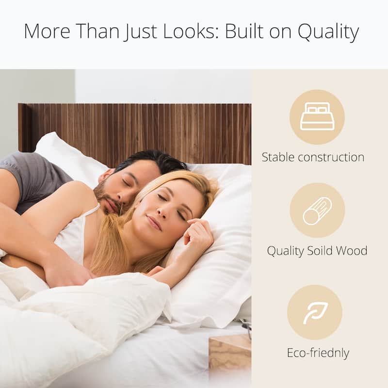 Wood Headboard Queen Size, 64.4" Wide Wooden Queen Headboard Only, Modern Farmhouse Headboards,Wall Mounted Fluted Panel