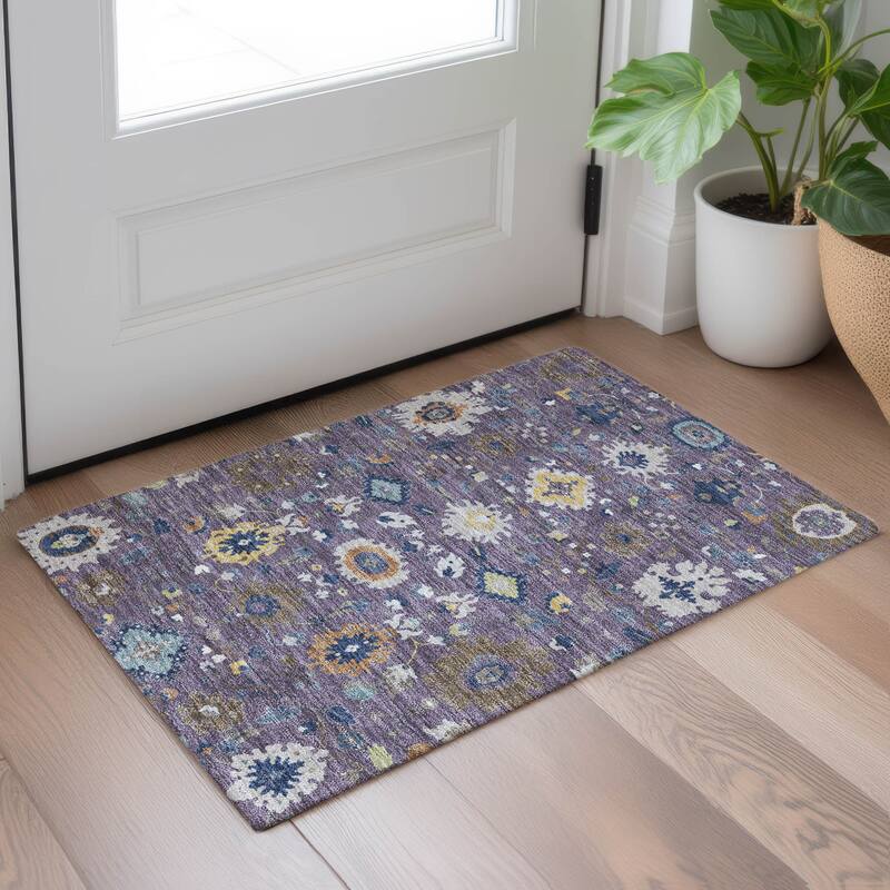 Machine Washable Indoor/ Outdoor Traditional Marci Chantille Rug