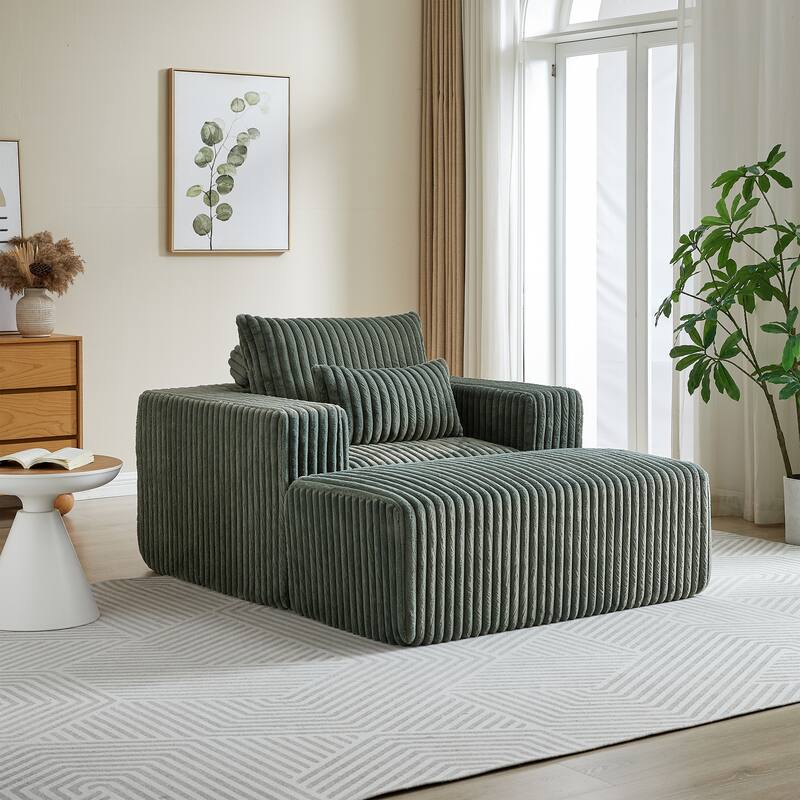 GDFStudio - Amelia Plush Corduroy Recliner Sofa with Removable Footrest for Relaxed Living Room Comfort