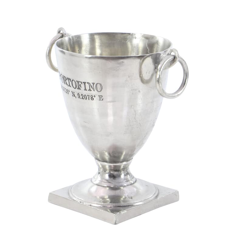 Aluminum Metal Champagne 2 Bottle Ice Bucket - Silver - Roche River Decor - 12"W x 16"L x 18"H