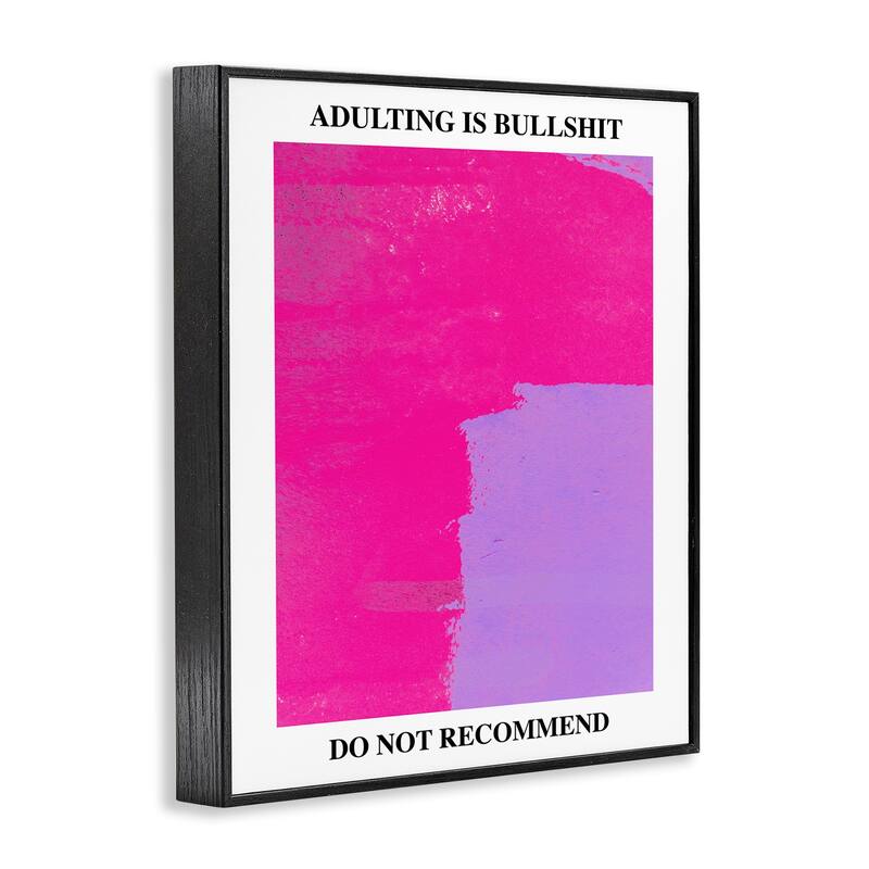 Stupell Adulting Do Not Recommend Framed Giclee Art Design By House of Lulu