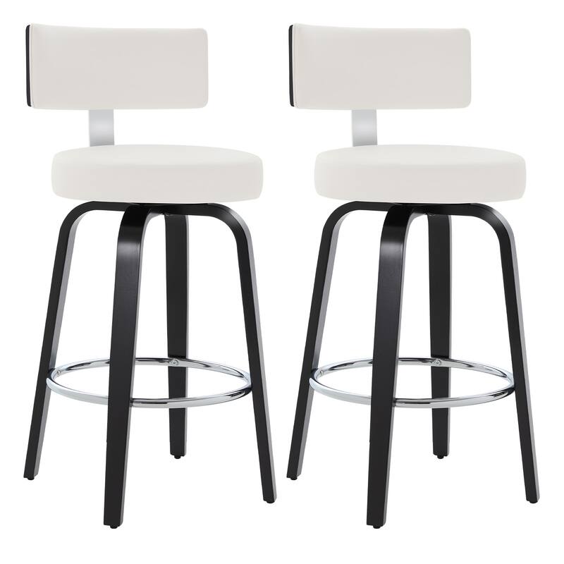 Upholstered Swivel Counter/ Bar Stools with T-Shaped Backrest