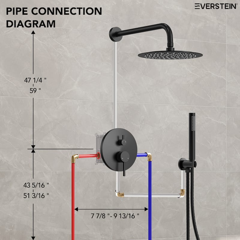 Pressure Balance Shower System with 10" Rainfall Shower Faucet and Handheld Shower Spray