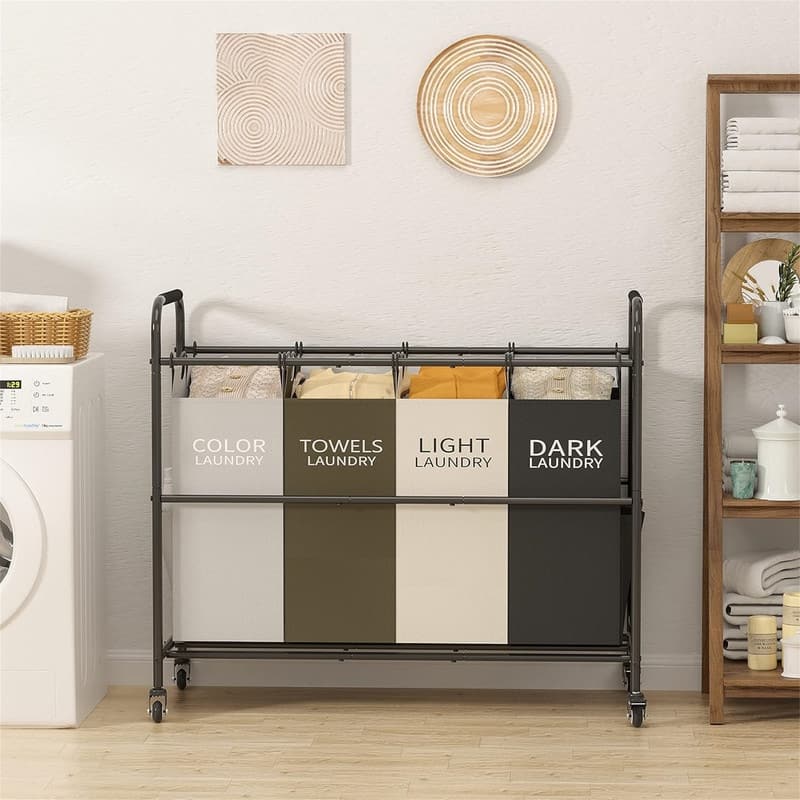 4 Bag Laundry Sorter Cart - 37"L x 15"W x 32"H
