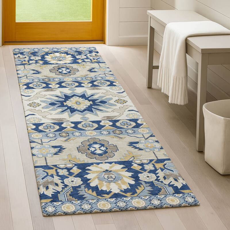 Machine Washable Indoor/ Outdoor Traditional Aspen Chantille Rug