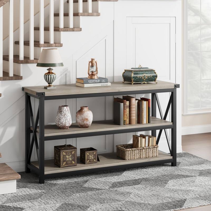 Entryway Table with 3 Tier Storage Shelves