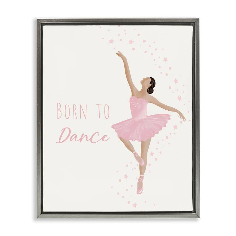 Stupell Born To Dance Ballerina Framed Floater Canvas Wall Art Design By Chen Alyesh - 25 x 31 - Grey