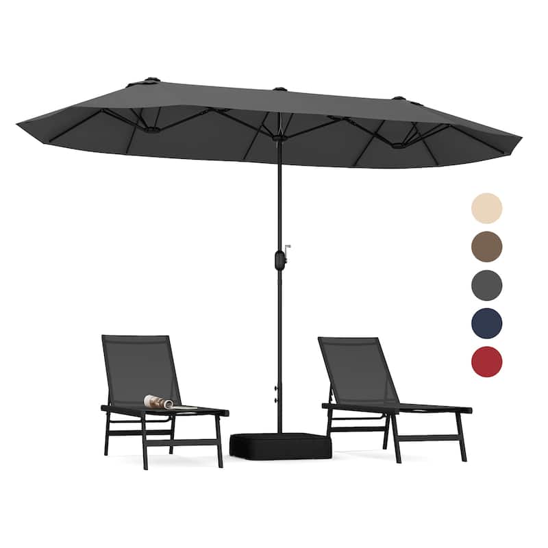 Gymax 13FT Double-sided Patio Umbrella w/ Crank Handle Umbrella Base