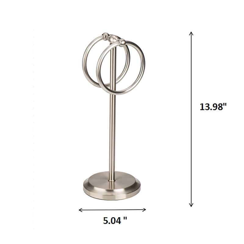 Brushed Satin Nickle Stainless Steel Double Ring Fingertip Towel Holder With Heavy Base