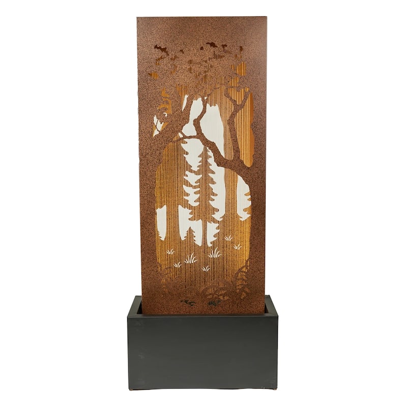 LED Lighted Forest Hollow Carved Waterfall Fountain - 48.43"
