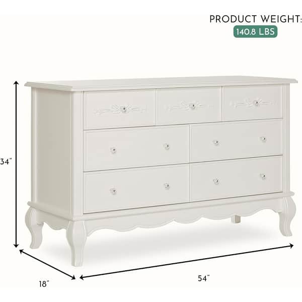 Evolur Aurora Cream Wood 7-drawer Double Dresser