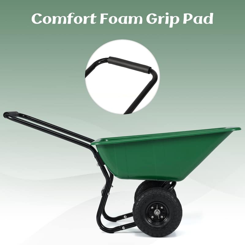 Gymax Dual-Wheel Wheelbarrow w/ Pneumatic Tires 330 LBS Load Capacity