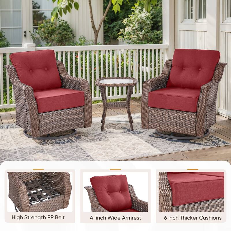 Pocassy 5/7PCS Sofa Swivel Chair Ottoman with Fire Pit Table