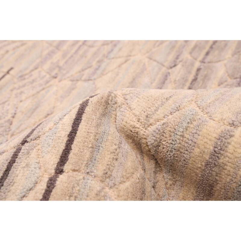 ECARPETGALLERY Hand-knotted Tangier Beige, Grey Viscose, Wool Rug - 5'4 x 7'5