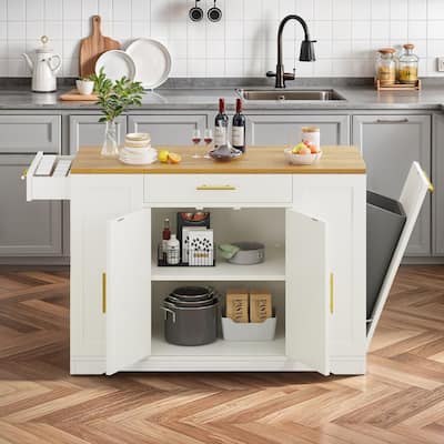 53-inch Rolling Kitchen Island Portable Mobile Kitchen Cart