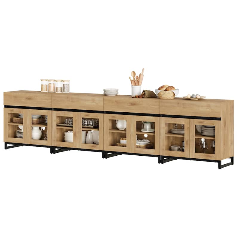 Modern Dresser With Glass Doors, Drawer, And Adjustable Shelf - Multifunctional Storage Cabinet For Living Room Or Bedroom