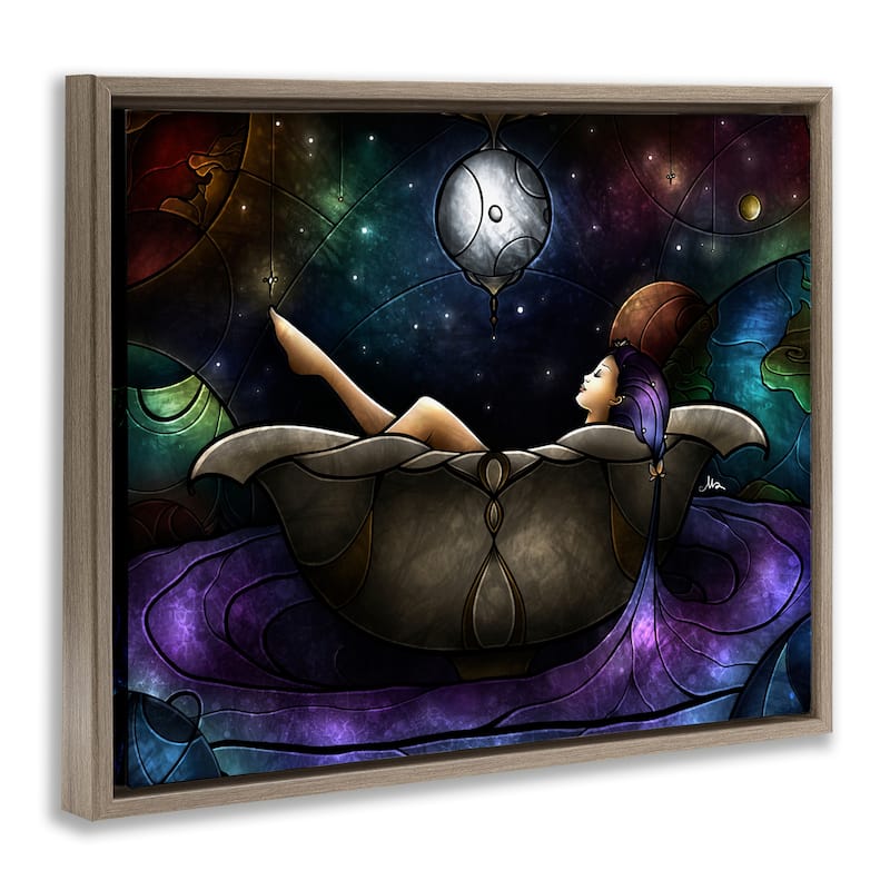 Stupell Bathing Under Moonlight Framed Floater Canvas Wall Art Design By Mandie Manzano