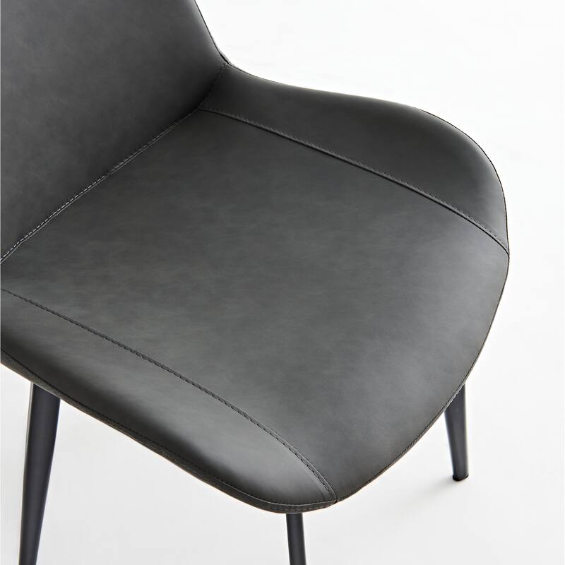 PU Leather Dining Table Set of 2, Armless Chair with Metal Leg